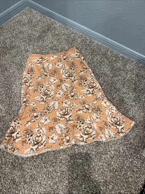 Harold's Peach Floral Tiered Midi Skirt